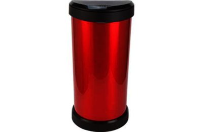 Curver 40 Litre Deco Touch Top Kitchen Bin - Red and Black.